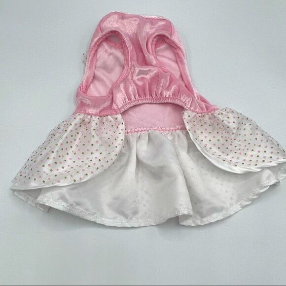 Pink & Gold Polka Dotted Dress with Bow (XS) - Picture 6 of 9